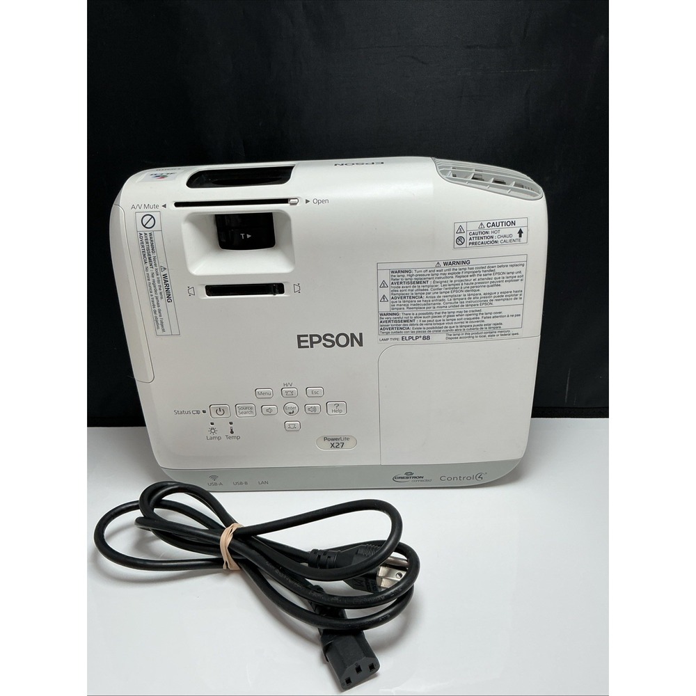 Epson PowerLite X27 3LCD Projector HDMI 2700 Lumens LOW LAMP HOURS 369 Total